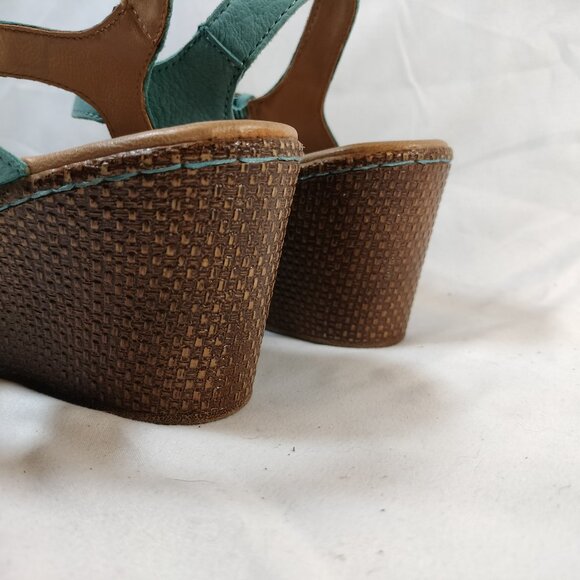 BOC Turquoise Leather Wedge Sandals - Picture 5 of 7